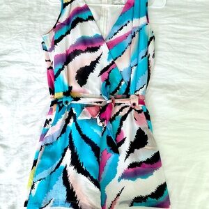 Yumi Kim Multicolor Cleo Watercolor Abstract Jumpsuit 100% silk rayon